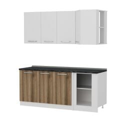 Minar 190Cm Köşe Mutfak Dolabı - Beyaz/Dore K190-D1