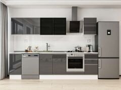 Alvinka 285X210 Cm High Gloss Mutfak Dolabı M-E80S40S45-3 High Gloss | Antrasit - Suntalam