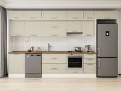 Alvinka 395X240 Cm Klasik Mebran Mutfak Dolabı Beyaz Beyaz Mb-E90S60S45-1 Mebran | Kumtaşı - Mdf