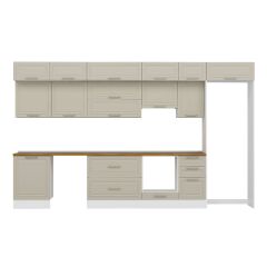 Alvinka 395X240 Cm Klasik Mebran Mutfak Dolabı Beyaz Beyaz Mb-E90S60S45-1 Mebran | Kumtaşı - Mdf