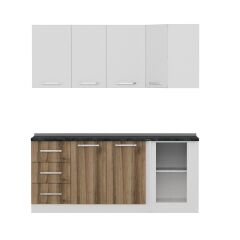 Minar 190Cm Köşe Mutfak Dolabı - Beyaz/Dore K190-D2