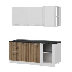 Minar 190Cm Köşe Mutfak Dolabı - Beyaz/Dore K190-D2