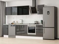 Alvinka 285X210 Cm High Gloss Mutfak Dolabı M-E80S40S45-3 High Gloss | Antrasit - Mdf