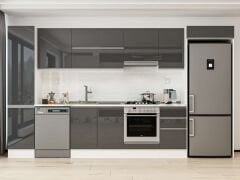 Alvinka 370X222 Cm High Gloss Mutfak Dolabı Mbb-E80B45S45-1 High Gloss | Antrasit - Mdf