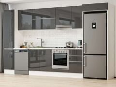Alvinka 370X222 Cm High Gloss Mutfak Dolabı Mbb-E80B45S45-1 High Gloss | Antrasit - Mdf