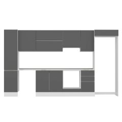 Alvinka 370X222 Cm High Gloss Mutfak Dolabı Mbb-E80B45S45-1 High Gloss | Antrasit - Mdf