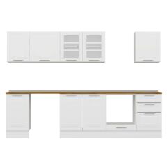 Alvinka 295X210 Cm Klasik Mebran Mutfak Dolabı M-E80S45S50-3 Mebran | Beyaz - Suntalam