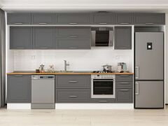 Alvinka 395X240 Cm Klasik Mebran Mutfak Dolabı Beyaz Beyaz Mb-E90S60S45-2 Mebran | Antrasit - Suntalam