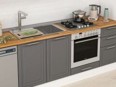 Alvinka 380X222 Cm Klasik Mebran Mutfak Dolabı Mbb-E90B45S45-3 Mebran | Antrasit - Mdf