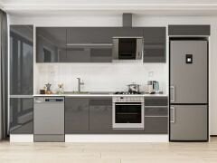 Alvinka 370X222 Cm High Gloss Mutfak Dolabı Mbb-E80B45S45-2 High Gloss | Antrasit - Suntalam
