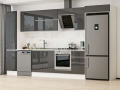 Alvinka 370X222 Cm High Gloss Mutfak Dolabı Mbb-E80B45S45-2 High Gloss | Antrasit - Suntalam