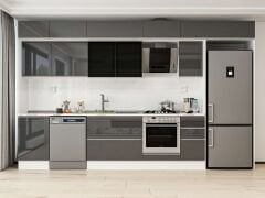 Alvinka 380X240 Cm High Gloss Mutfak Dolabı Mb-E90S50S40-3 High Gloss | Antrasit - Suntalam