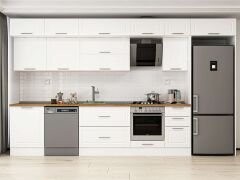 Alvinka 395X240 Cm Klasik Mebran Mutfak Dolabı Beyaz Beyaz Mb-E90S60S45-2 Mebran | Beyaz - Mdf