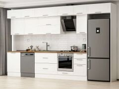 Alvinka 395X240 Cm Klasik Mebran Mutfak Dolabı Beyaz Beyaz Mb-E90S60S45-2 Mebran | Beyaz - Mdf