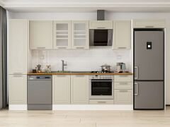 Alvinka 380X222 Cm Klasik Mebran Mutfak Dolabı Mbb-E90B45S45-3 Mebran | Kumtaşı - Mdf