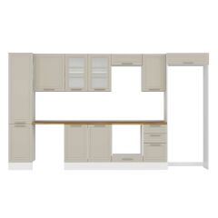 Alvinka 380X222 Cm Klasik Mebran Mutfak Dolabı Mbb-E90B45S45-3 Mebran | Kumtaşı - Mdf
