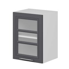 Alvinka Mutfak Modül Mbr_C Üst 1Dk1R 45-H60Cm Dolap Cam Beyaz Antrasit Suntalam