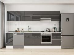 Alvinka 290X210 Cm High Gloss Mutfak Dolabı M-E80S40S50-1 High Gloss | Antrasit - Mdf