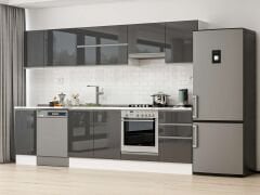 Alvinka 290X210 Cm High Gloss Mutfak Dolabı M-E80S40S50-1 High Gloss | Antrasit - Mdf