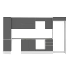 Alvinka 370X222 Cm High Gloss Mutfak Dolabı Mbb-E80B45S45-2 High Gloss | Antrasit - Mdf