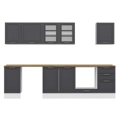 Alvinka 295X210 Cm Klasik Mebran Mutfak Dolabı M-E80S45S50-3 Mebran | Antrasit - Mdf