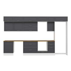 Alvinka 395X240 Cm Klasik Mebran Mutfak Dolabı Beyaz Beyaz Mb-E90S60S45-2 Mebran | Antrasit - Mdf