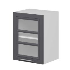 Alvinka Mutfak Modül Mbr_C Üst 1Dk1R 45-H60Cm Dolap Cam Beyaz Antrasit Mdf