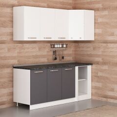 Minar 195Cm Köşe Mutfak Dolabı - Beyaz/Antrasit K195-A1