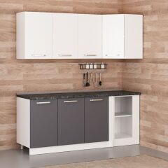 Minar 195Cm Köşe Mutfak Dolabı - Beyaz/Antrasit K195-A1