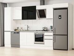 Alvinka 370X222 Cm High Gloss Mutfak Dolabı Mbb-E80B45S45-3 High Gloss | Beyaz - Suntalam