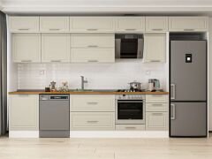 Alvinka 395X240 Cm Klasik Mebran Mutfak Dolabı Beyaz Beyaz Mb-E90S60S45-2 Mebran | Kumtaşı - Mdf