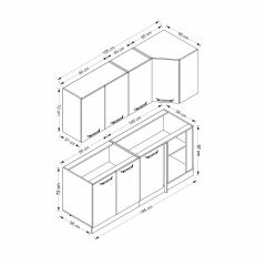 Minar 195Cm Köşe Mutfak Dolabı - Beyaz/Antrasit K195-A2