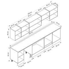 Alvinka 305X210 Cm Klasik Mebran Mutfak Dolabı M-E80S45S60-1 Mebran | Beyaz - Suntalam