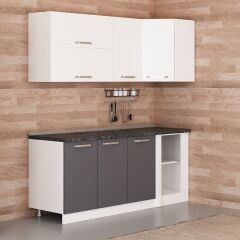 Minar 195Cm Köşe Mutfak Dolabı - Beyaz/Antrasit K195-A3