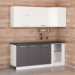 Minar 195Cm Köşe Mutfak Dolabı - Beyaz/Antrasit K195-A3