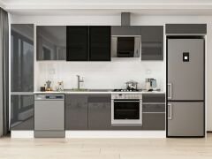 Alvinka 370X222 Cm High Gloss Mutfak Dolabı Mbb-E80B45S45-3 High Gloss | Antrasit - Suntalam