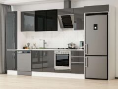 Alvinka 370X222 Cm High Gloss Mutfak Dolabı Mbb-E80B45S45-3 High Gloss | Antrasit - Suntalam