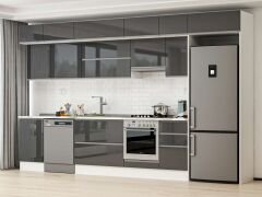 Alvinka 385X240 Cm High Gloss Mutfak Dolabı Mb-E90S50S45-1 High Gloss | Antrasit - Suntalam