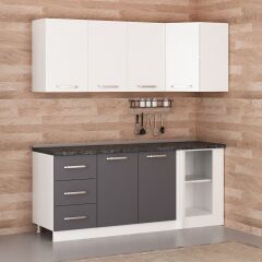 Minar 195Cm Köşe Mutfak Dolabı - Beyaz/Antrasit K195-A4