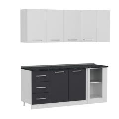 Minar 195Cm Köşe Mutfak Dolabı - Beyaz/Antrasit K195-A4