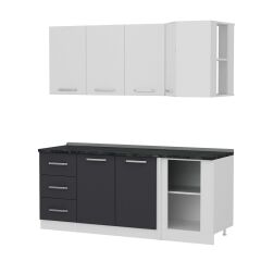 Minar 195Cm Köşe Mutfak Dolabı - Beyaz/Antrasit K195-A4