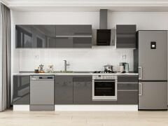 Alvinka 290X210 Cm High Gloss Mutfak Dolabı M-E80S40S50-2 High Gloss | Antrasit - Mdf