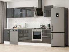 Alvinka 290X210 Cm High Gloss Mutfak Dolabı M-E80S40S50-2 High Gloss | Antrasit - Mdf