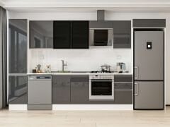 Alvinka 370X222 Cm High Gloss Mutfak Dolabı Mbb-E80B45S45-3 High Gloss | Antrasit - Mdf