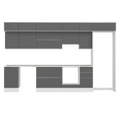 Alvinka 385X240 Cm High Gloss Mutfak Dolabı Mb-E90S50S45-1 High Gloss | Antrasit - Mdf