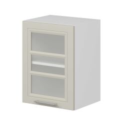 Alvinka Mutfak Modül Mbr_C Üst 1Dk1R 45-H60Cm Dolap Cam Beyaz Kumtaşı Mdf