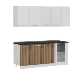 Minar 195Cm Köşe Mutfak Dolabı - Beyaz/Dore K195-D1