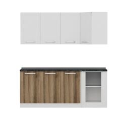 Minar 195Cm Köşe Mutfak Dolabı - Beyaz/Dore K195-D1