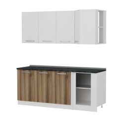 Minar 195Cm Köşe Mutfak Dolabı - Beyaz/Dore K195-D1