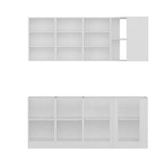 Minar 195Cm Köşe Mutfak Dolabı - Beyaz/Dore K195-D1